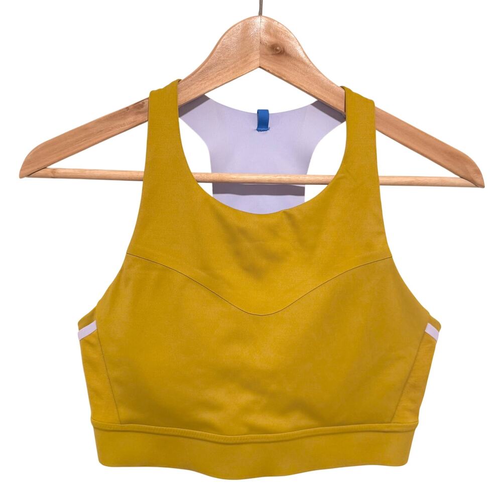 Brooks High Impact Running Sports Bra 36C/D Yellow Racerback Gym Athletic